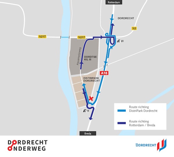 Routes van en naar DistriPark Dordrecht vanaf 5 oktober 2021