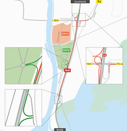 de nieuwe wegen van en naar DistriPark Dordrecht